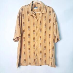 Mench Platinum Shirt Men's 3XLG Tall Button‎ Up Short Sleeve Geometric Polyester